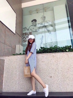 Đầm suông cổ sơ mi