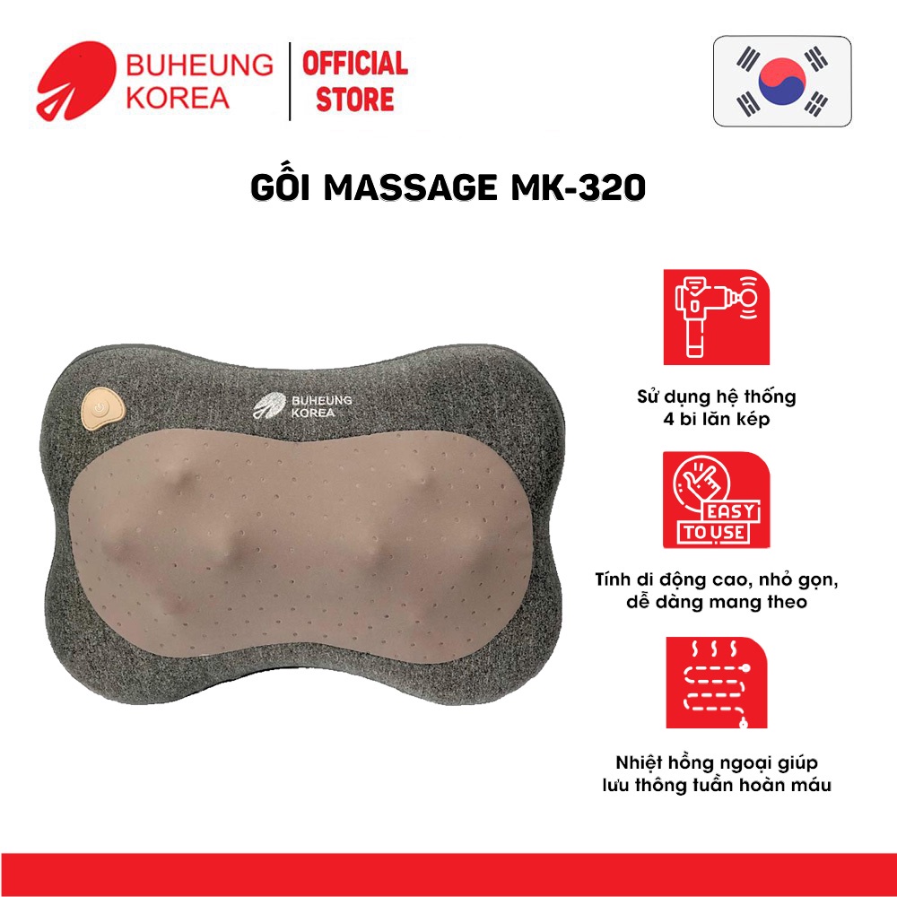 Combo Gối Massage Buheung MK320 và Súng Massage Buheung MK330 - Hàng Chính Hãng