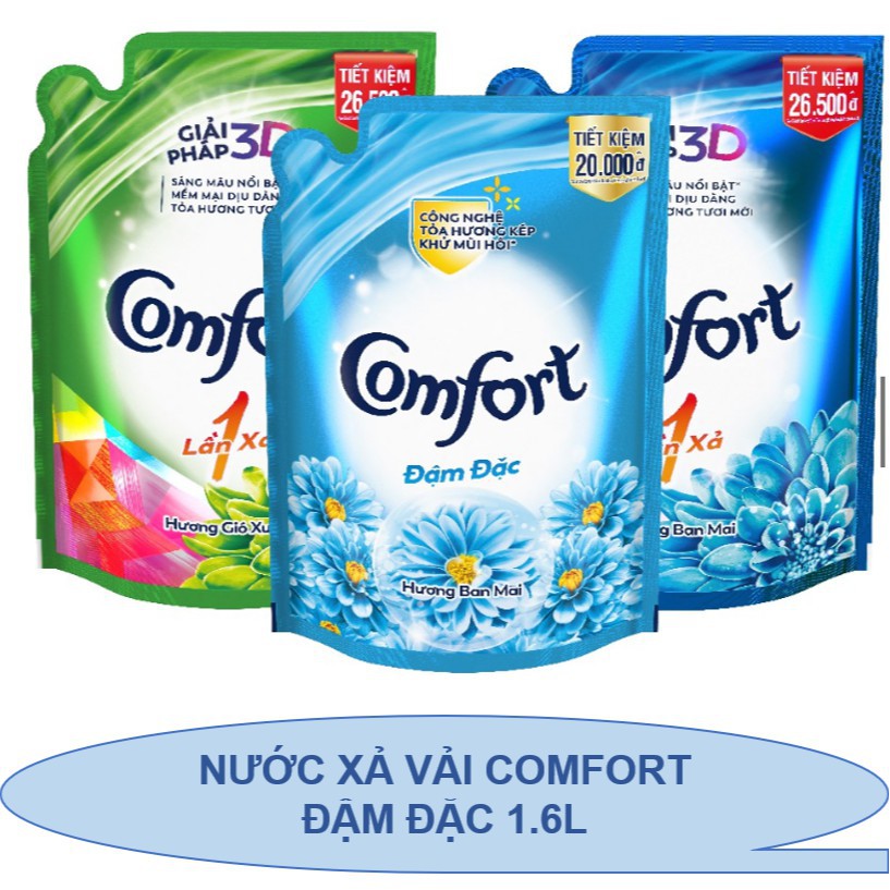 Nước xả vải Comfort đậm đặc 1.6L/1.8L (Túi)