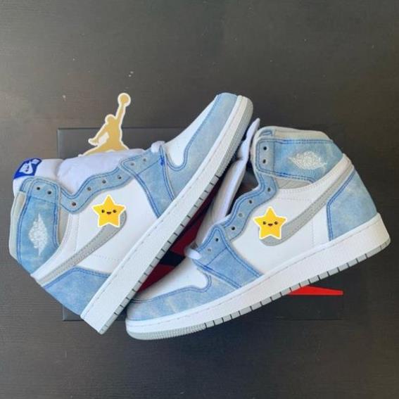 Giày thể thao air jordan hyper royal xanh nỉ, Giày Jodan 1 xanh nỉ cổ cao siêu hot 2021 Full Box Bill