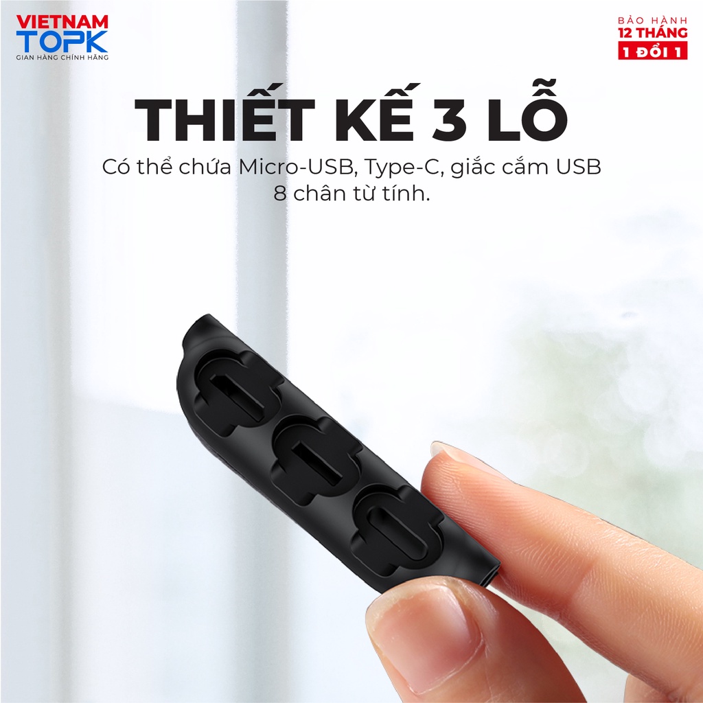 Hộp đựng giắc cắm cáp nam châm TOPK L34 Đầu nối Type-C, Lightning, Micro USB Hàng chính hãng - Bảo hành 12 tháng
