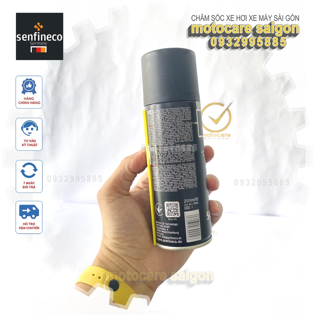 Combo Xịt Dưỡng Sên Senfineco 9977 White Lithium Grease Mỡ Bò Trắng Senfineco 450ml, Senfineco 9924