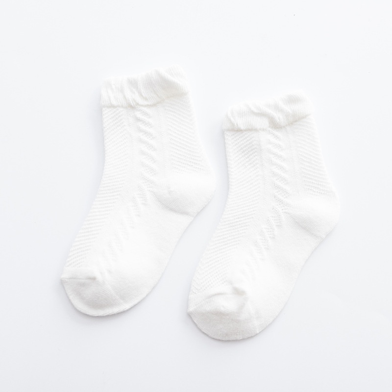 Set 4 Đôi Tất Cotton Không Xương Màu Trắng / Xanh Dương Cho Bé