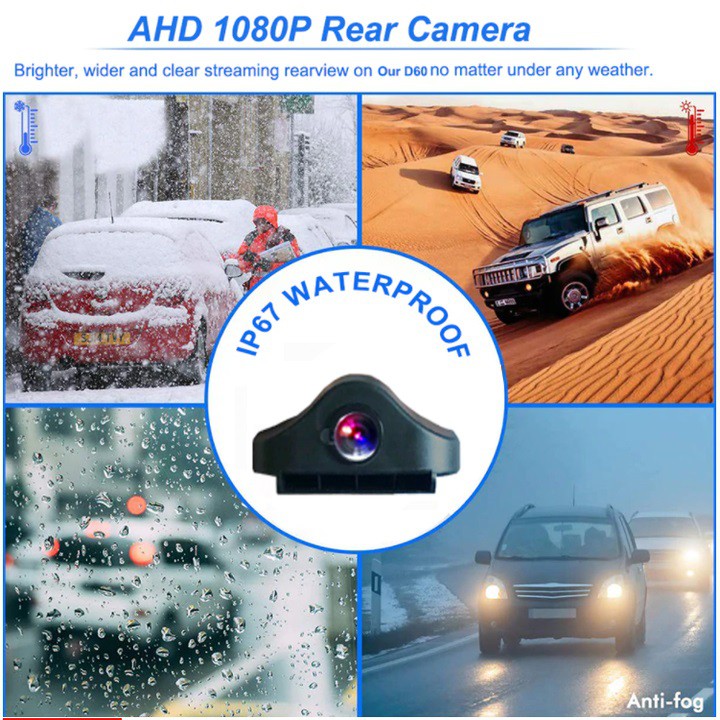Camera lùi AHD AHD1080P dùng cho camera hành trình AHD, 4 chân, jack 2.5mm, góc nhìn 170 độ. chống nước IP67, dài 5.5m