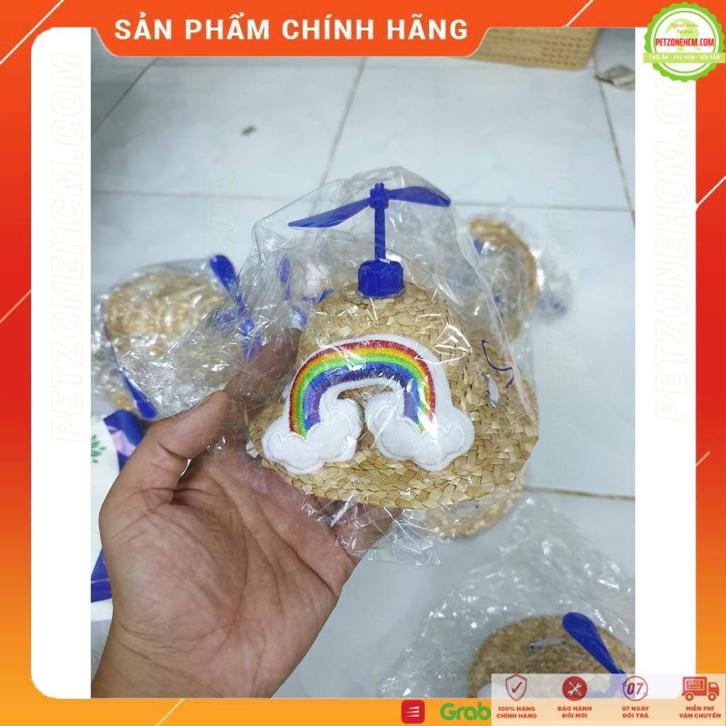 Nón chó mèo  FREESHIP  Mũ cối rơm chong chóng thú cưng 2 size