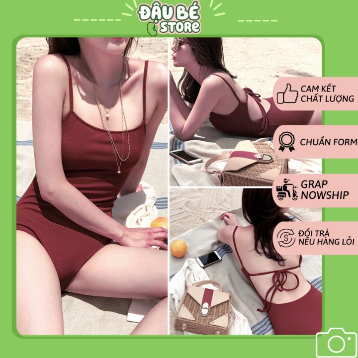 ĐỒ BƠI 1 MẢNH LIỀN THÂN HAI DÂY CHO NỮ - BIKINI SEXY BUỘC DÂY CHẤT LIỆU CAO CẤP ĐI BIỂN ĐI BƠI - DAUBE - B004
