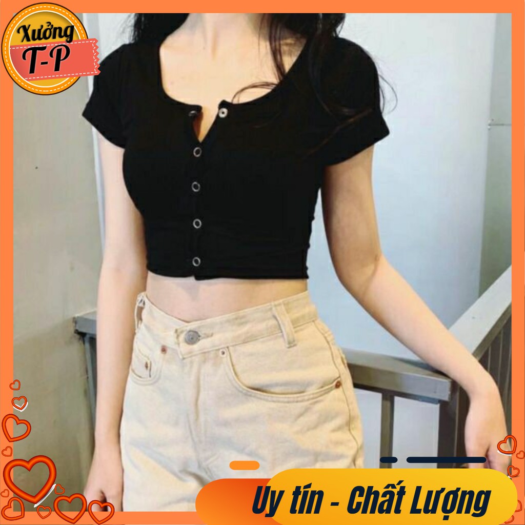FREESHIP ĐƠN 50K_ Áo Croptop Nút Thật