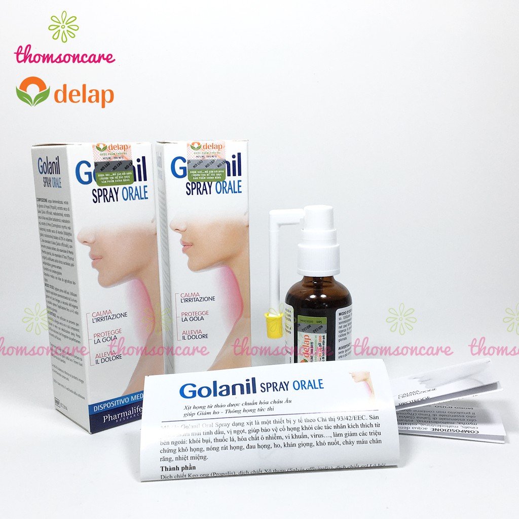 Xịt Golanil Spray Orale - ngăn ngừa viêm họng từ thảo dược cho người lớn