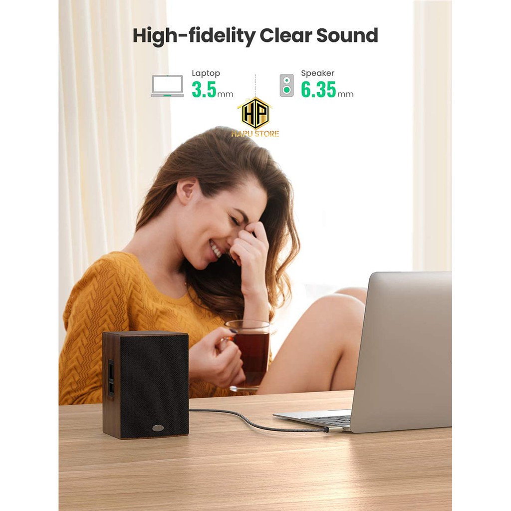 [Mã ELHACE giảm 4% đơn 300K] Dây cáp audio 3.5MM to 6.5MM hai đầu dương Ugreen 10628 dài 2m chính hãng - Hapustore