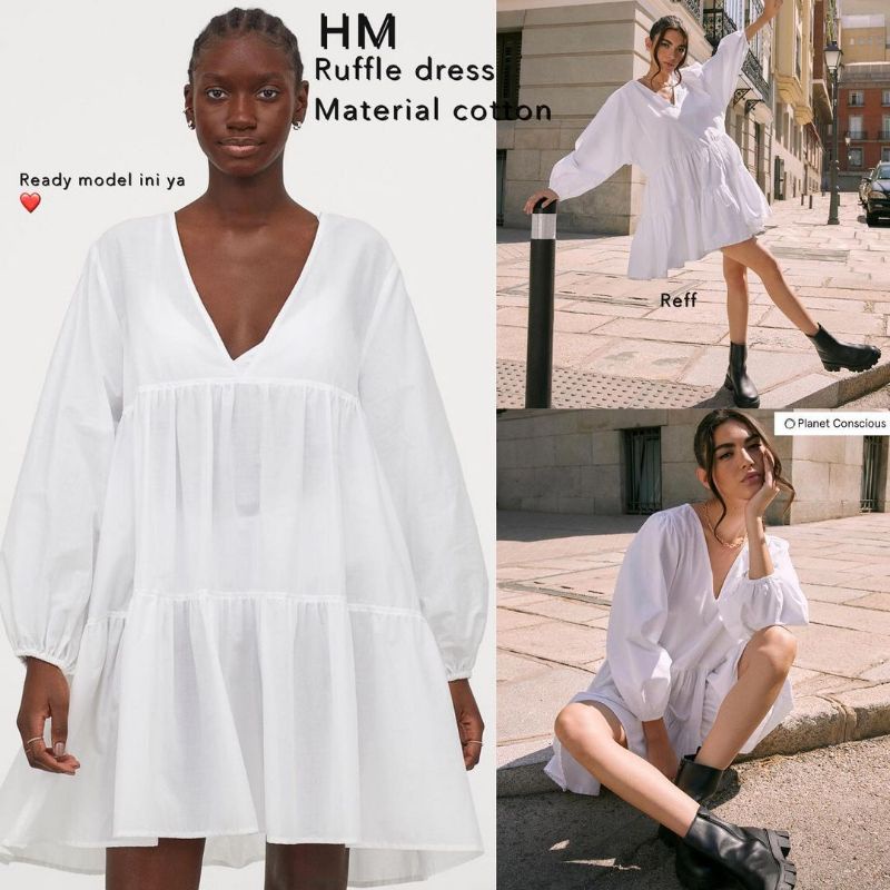 Hm Váy Poplin Đen / Xuất Khẩu