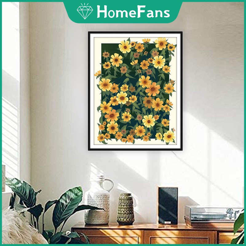 Bộ Tranh Đính Đá 5D Tự Làm Hình Hoa Cúc Vàng 40x50cm Trang Trí Nhà Cửa