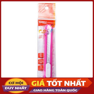 🌻 combo 2 cái  Dao rọc giấy DELI 2054, cỡ nhỏ, loại 13 lưỡi tách rời, Xanh, vàng, hồng, cam, văn phòng phẩm 🌼Giá Rẻ🌼 .