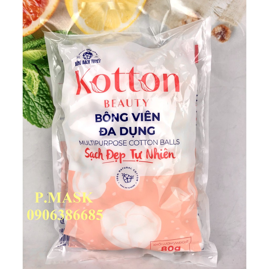 BÔNG VIÊN TIỆN DỤNG COTTON 80G/ GÓI KOTTON BEAUTY - BÔNG GÒN DẠNG VIÊN TIỆN DỤNG GÓI 80g CHÍNH HÃNG BÔNG BẠCH TUYẾT