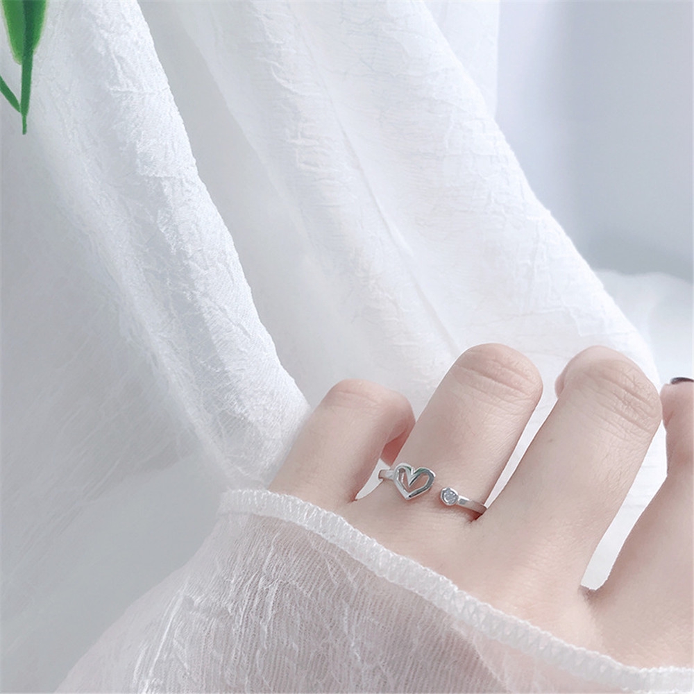 Nhẫn Hở Hình Trái Tim Đính Đá Thời Trang Cho Nữ