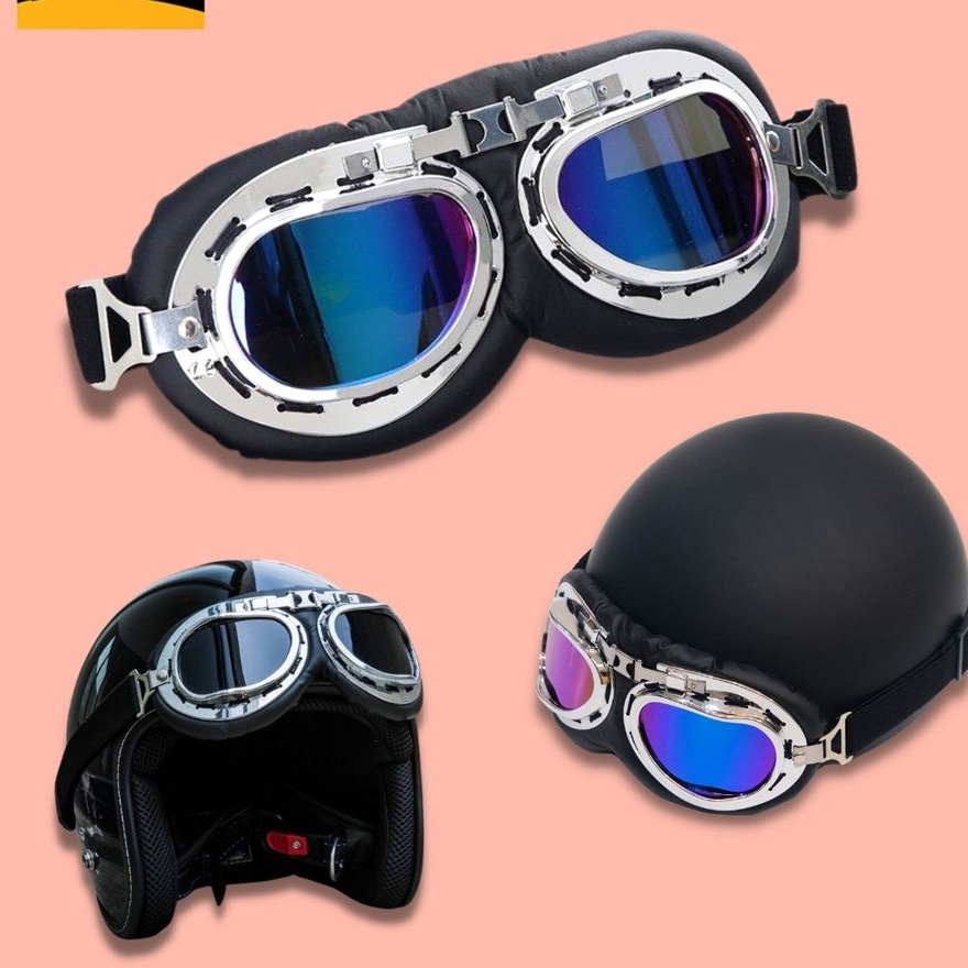 Kính phi công gắn mũ bảo hiểm 1/2 và 3/4 đi phượt - trang trí mũ