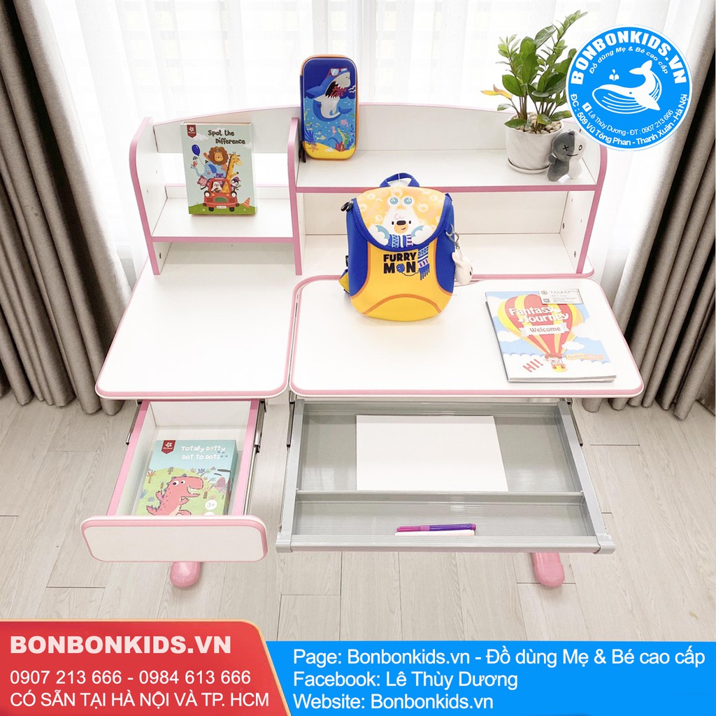 Bàn học sinh chống gù cận kèm giá sách, Bàn học Hàn Quốc Newber Luxury G600 cao cấp | BigBuy360 - bigbuy360.vn