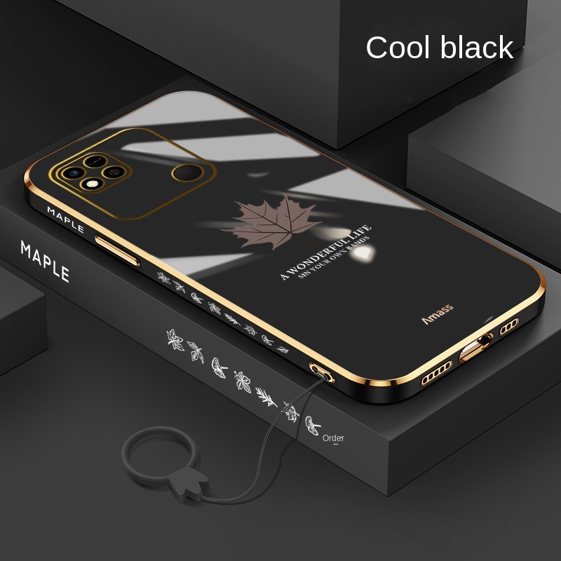 Ốp Điện Thoại TPU Silicon Mềm Họa Tiết Lá Phong Có Dây Đeo Cho Xiaomi Poco C40 Redmi 10C