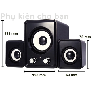 Loa vi tính PKCB-202 cho điện thoại, máy tính, laptop bass có dây bộ 3 loa