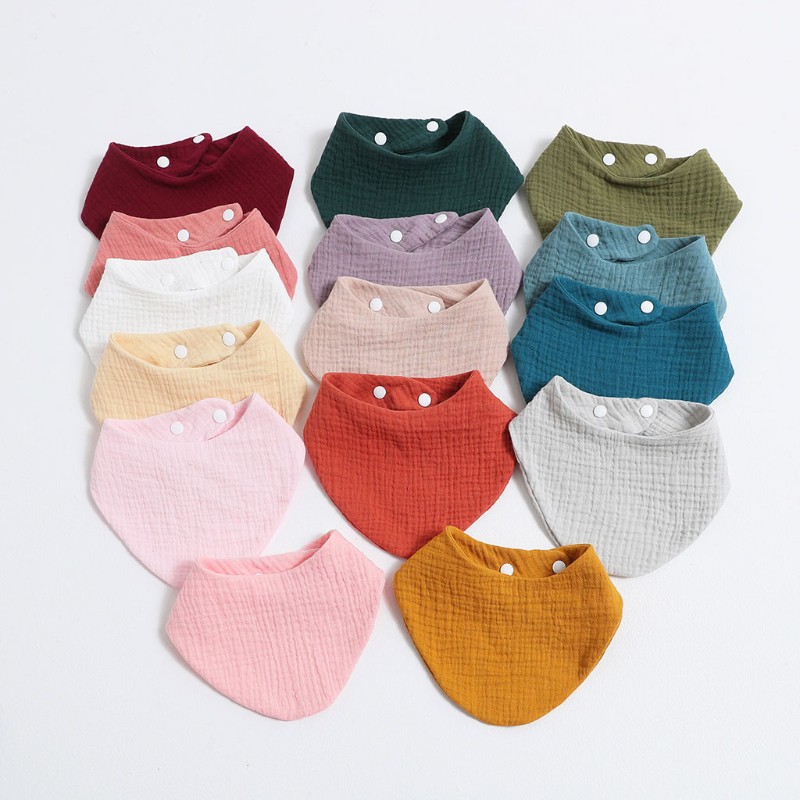 Yếm ăn vải cotton kiểu tam giác điều chỉnh tiện lợi dành cho trẻ em