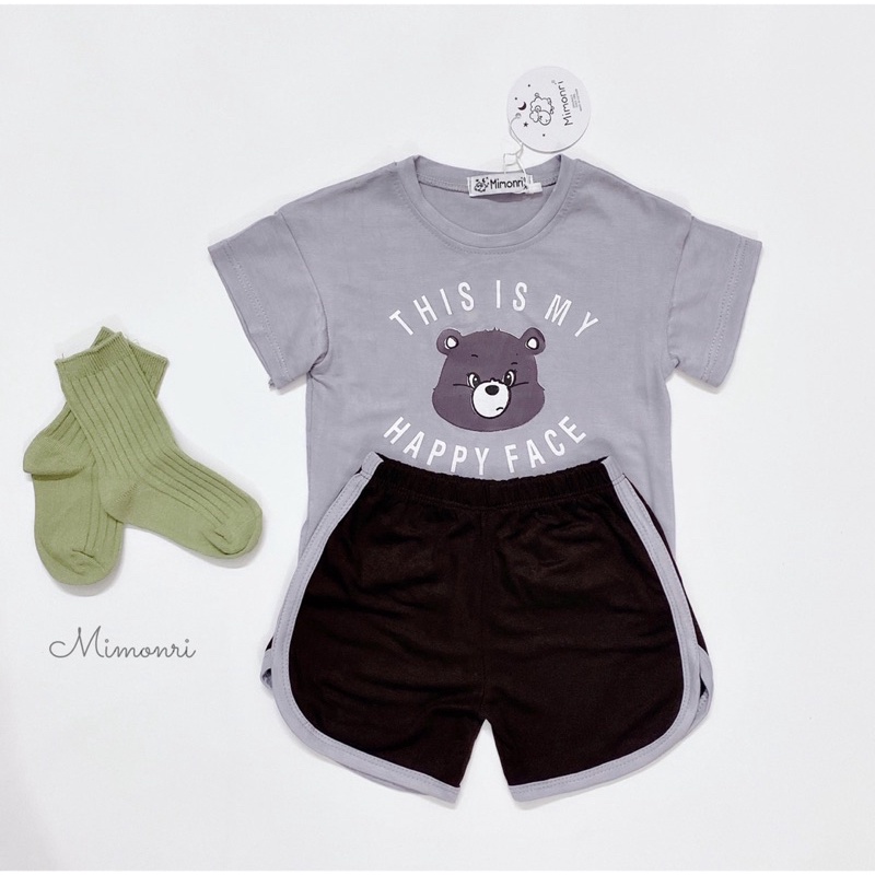 Bộ cộc thun lạnh hình gấu Mimonri bé trai/bé gái (6-16kg)