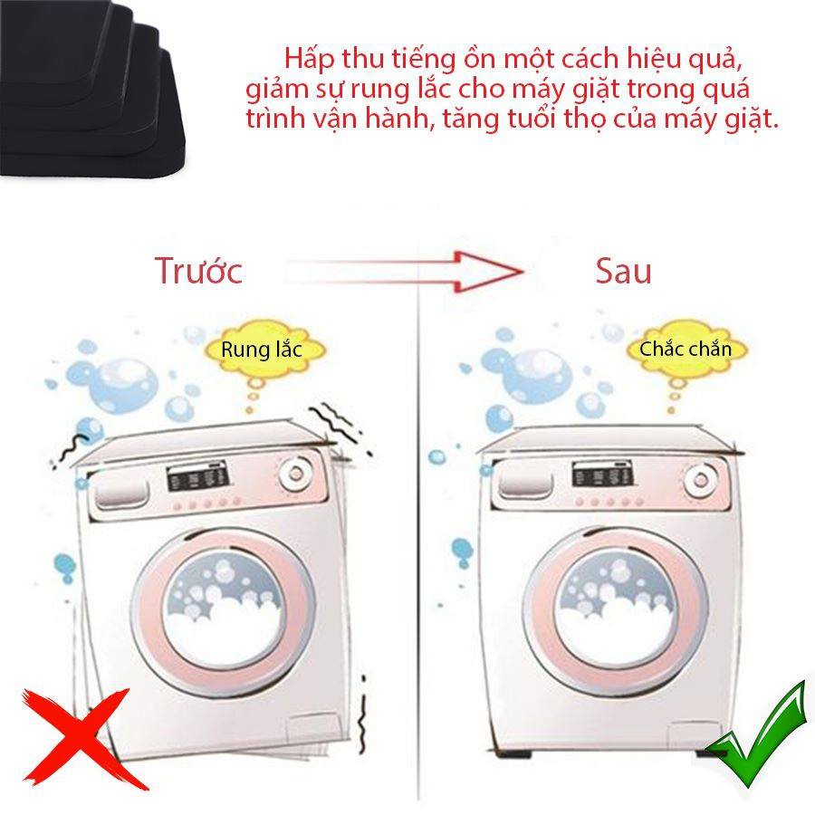 Combo 4 miếng lót cao su kê máy giặt, tủ lạnh chống rung lắc, trơn trượt tiện lợi - Gutyhome