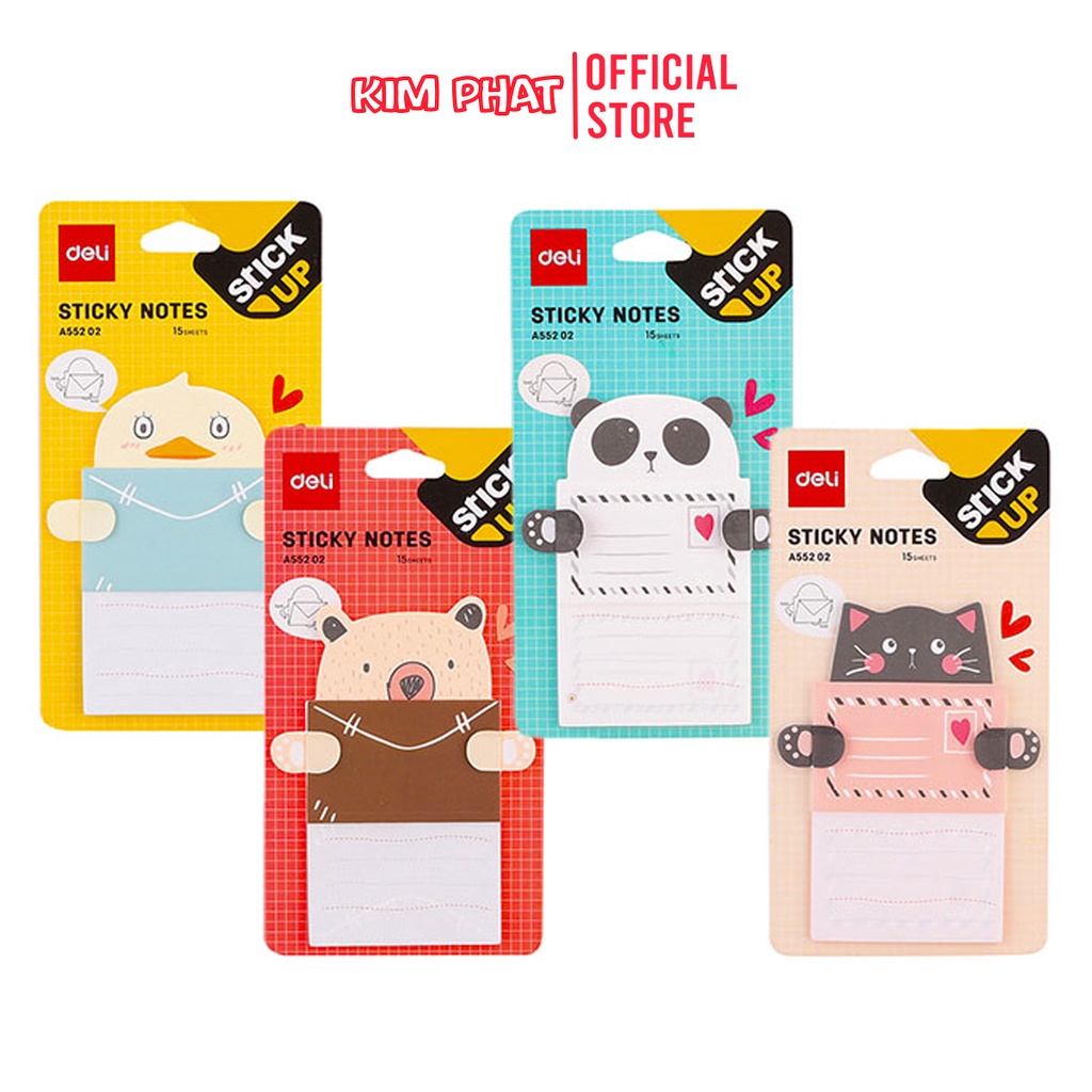 Giấy nhớ, Sticky Notes hình con vật dễ thương DELI MSA55202