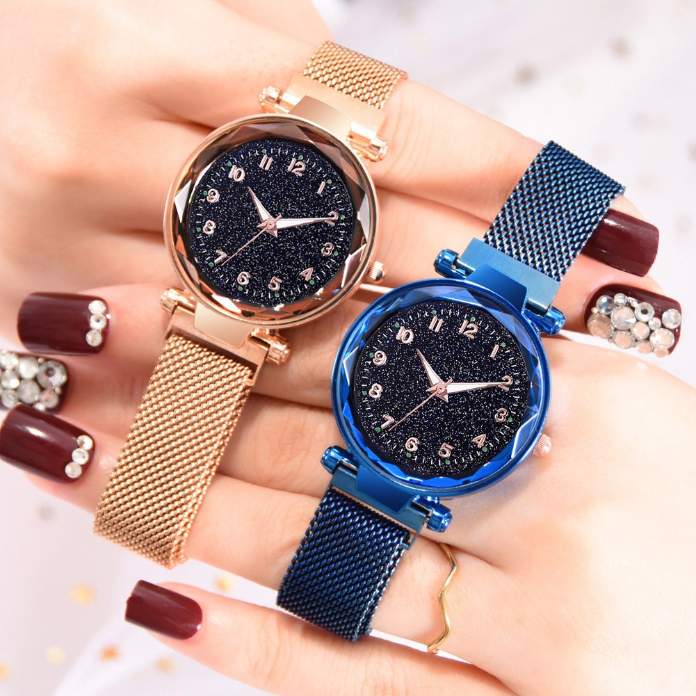 Đồng hồ đeo tay khóa nam châm thiết kế lấp lánh hợp thời trang