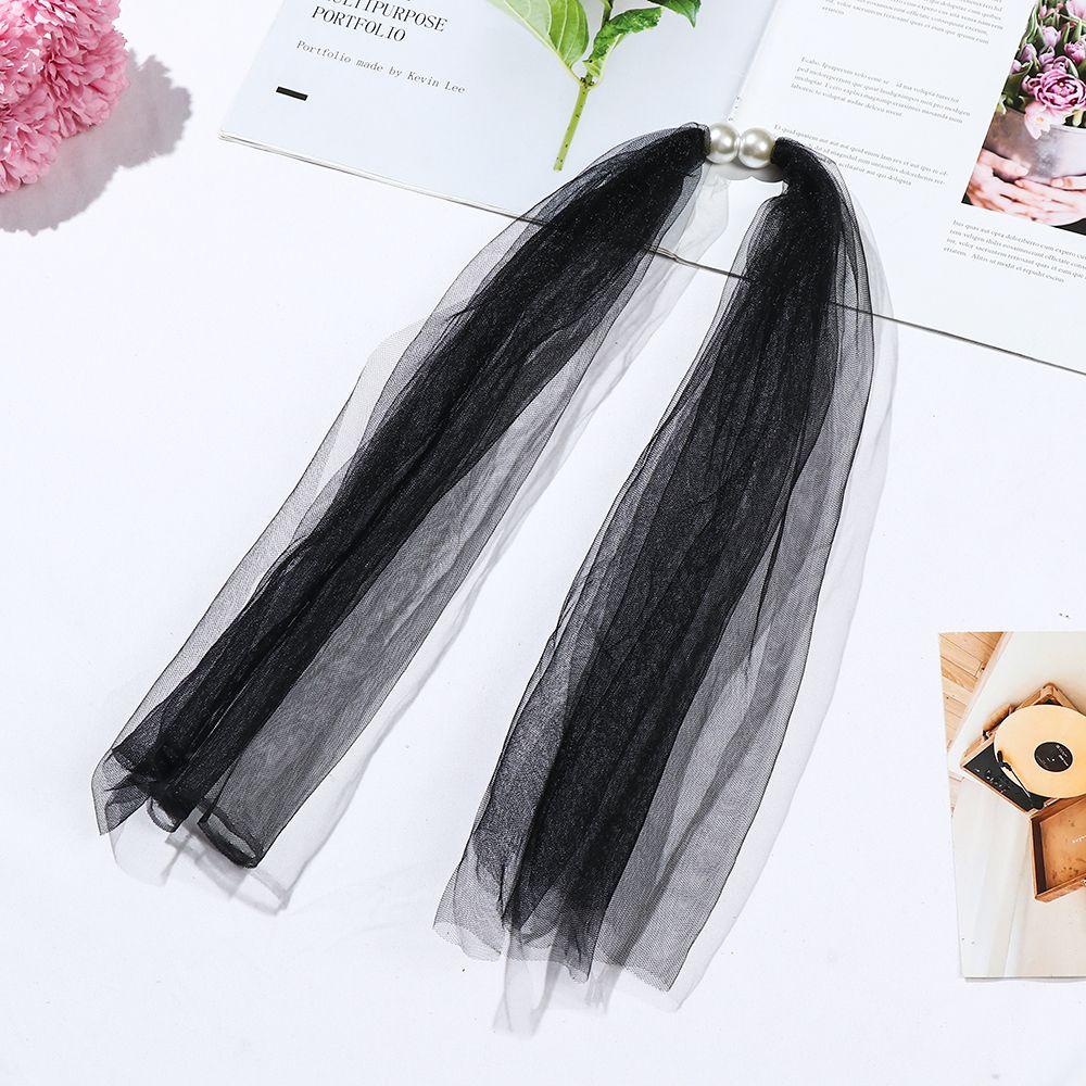 HS Khăn Choàng Cổ Vải Lụa Đính Hạt Giả Ngọc Trai