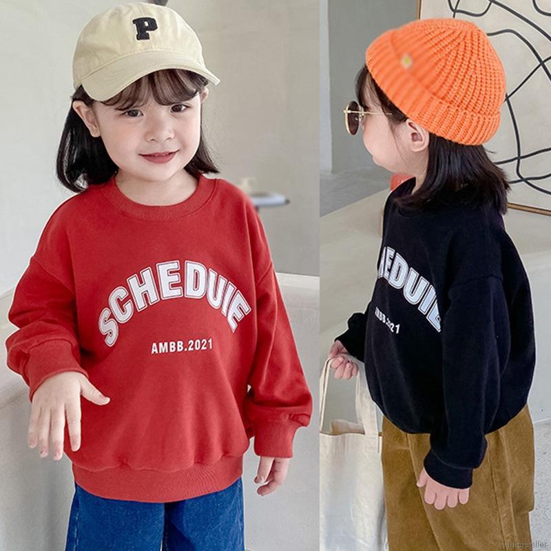 Áo Sweater Cổ Tròn Dáng Rộng Kiểu Hàn Quốc Dễ Thương Cho Bé