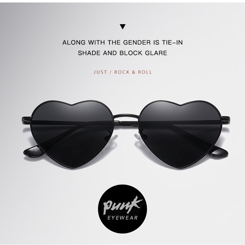 Kính Mát Phân Cực Gọng Kim Loại Hình Trái Tim Phong Cách Retro 8088