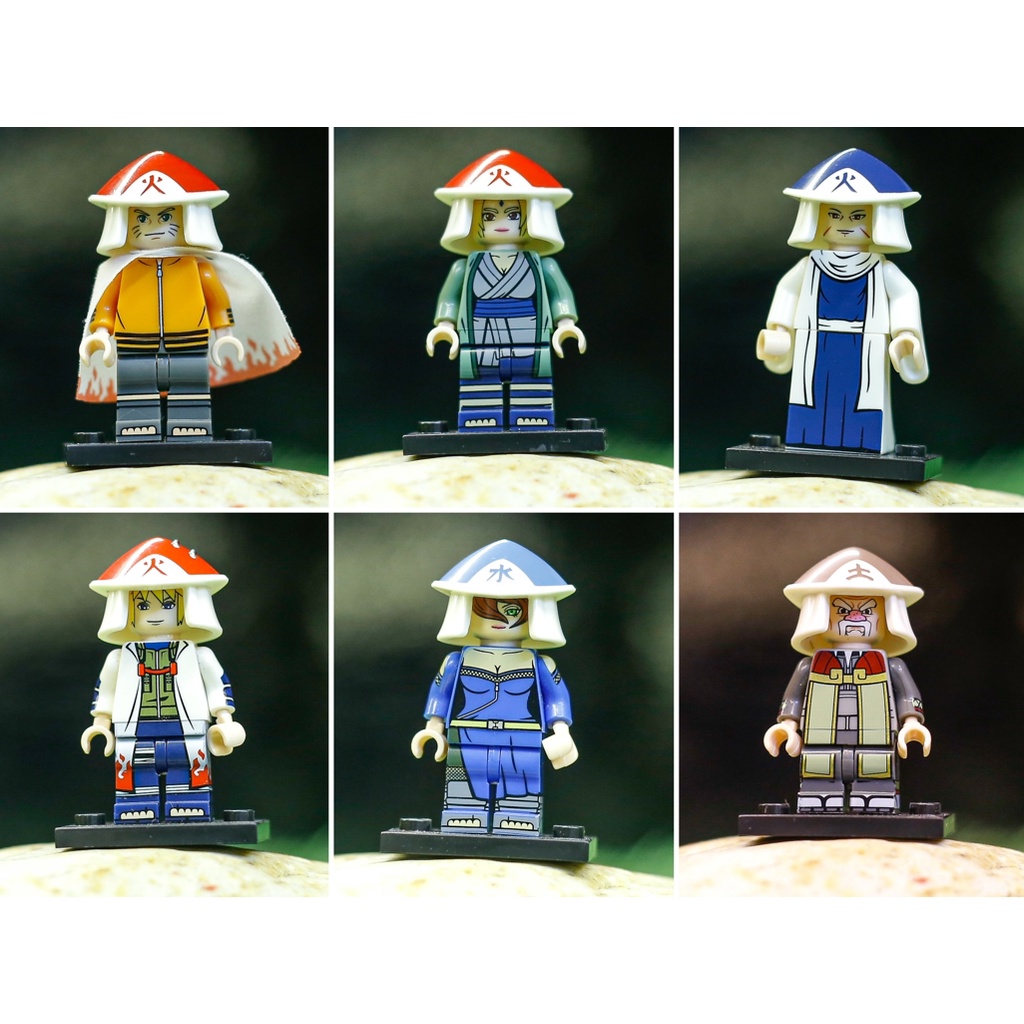 lego naruto các nhân vật madara, kakashi, sasuke và những hokage khác