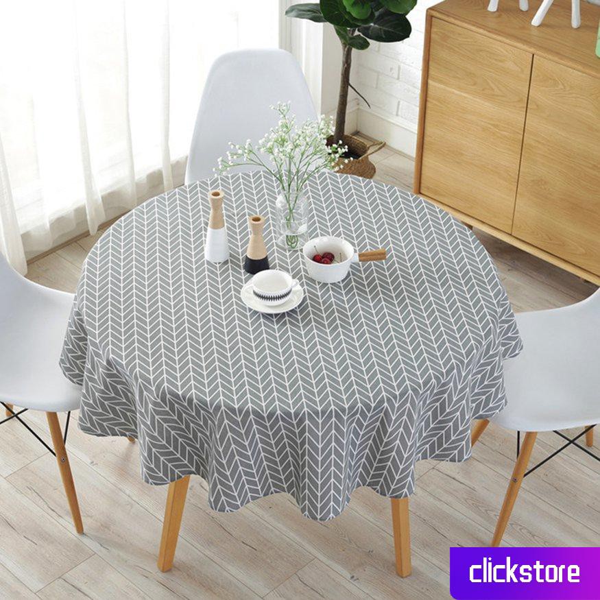 Khăn trải bàn tròn chất liệu cotton polyester hình mũi tên màu xám 150cm phong cách Bắc Âu