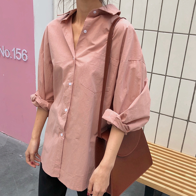 Áo sơ mi tay dài cổ bẻ thời trang Hàn Quốc cho nữ