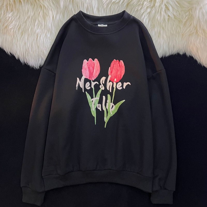 Áo Sweater Mỏng Cổ Tròn In Họa Tiết Thời Trang Mùa Thu Mới Cho Nữ