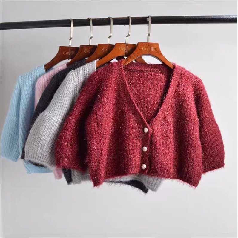 [SẴN] Áo cardigan dáng ngắn nữ, áo khoác len tay lỡ, croptop len cực xinh dễ mix đồ