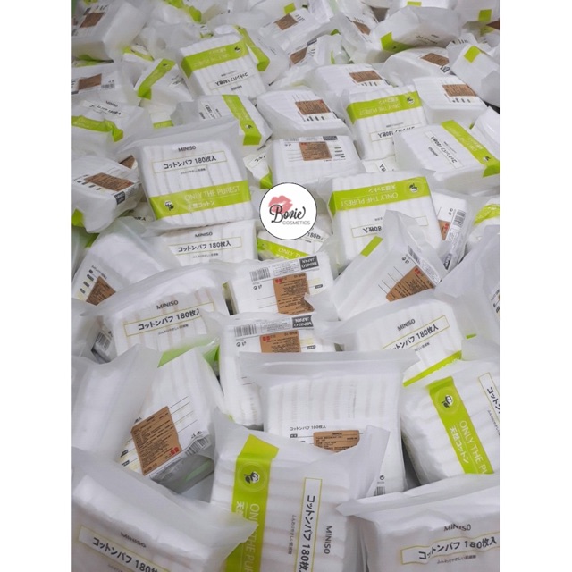 Bông tẩy trang Miniso 180 miếng Nhật Bản