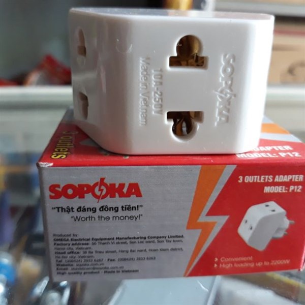 Đầu nối chia điện đa năng 3 cửa SOPOKA P11 P12 chịu tải 2200W