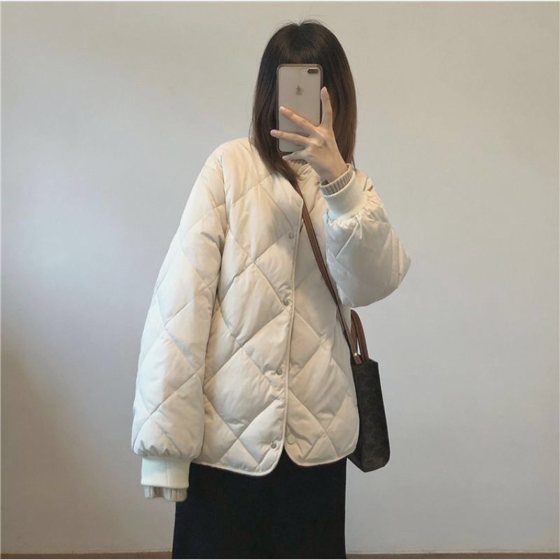 Áo Phao Hoạ Tiết Quả Trám Không Cổ - A004