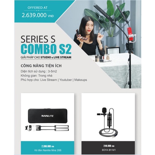 PHOTOCITY LIVESTREAM COMBO S2 - Combo Mic thu âm BOYA BY-M1 + NANLITE Mire 26B Kit