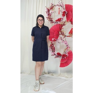 Bigsize công sở - Đầm Cổ Sơ Mi Xanh