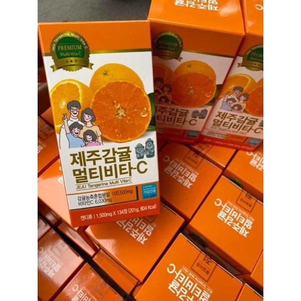 Viên Vitamin C  JEJU Tangerine Multivita C Hàn Quốc Vị Cam, Hộp 134V