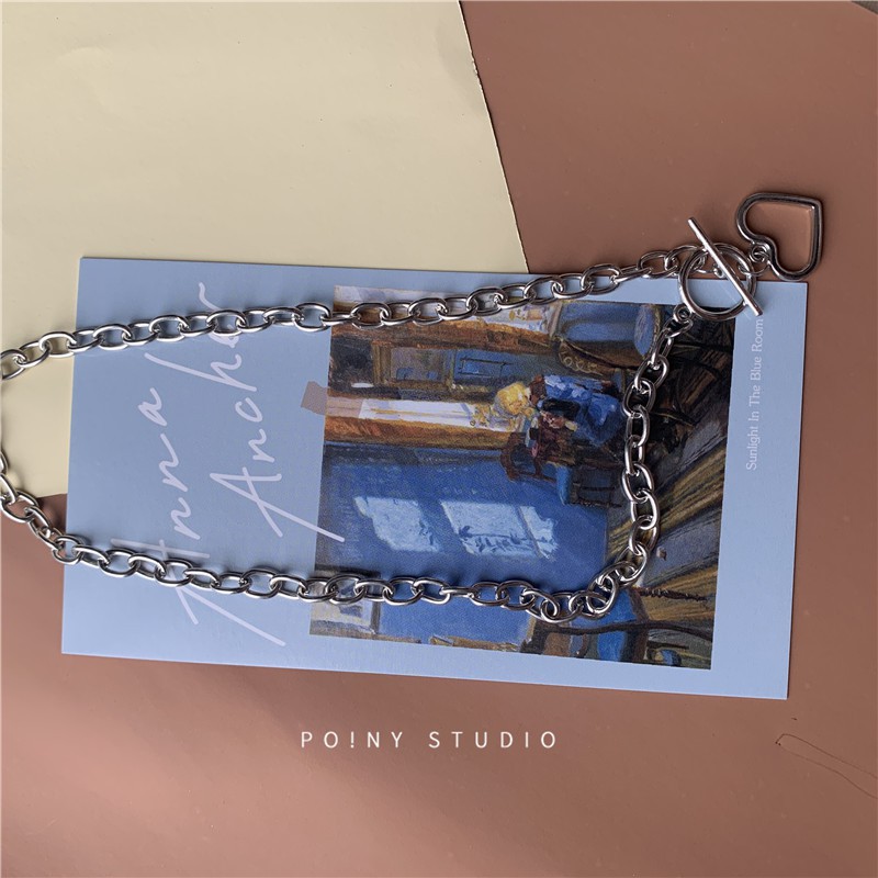 Vòng Cổ Gắn Mặt Hình Trái Tim Cá Tính Độc Đáo Phong Cách Hip-Hop