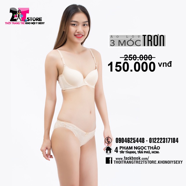 Áo Nâng Ngực Cotton 3 Móc Trơn (Kem)