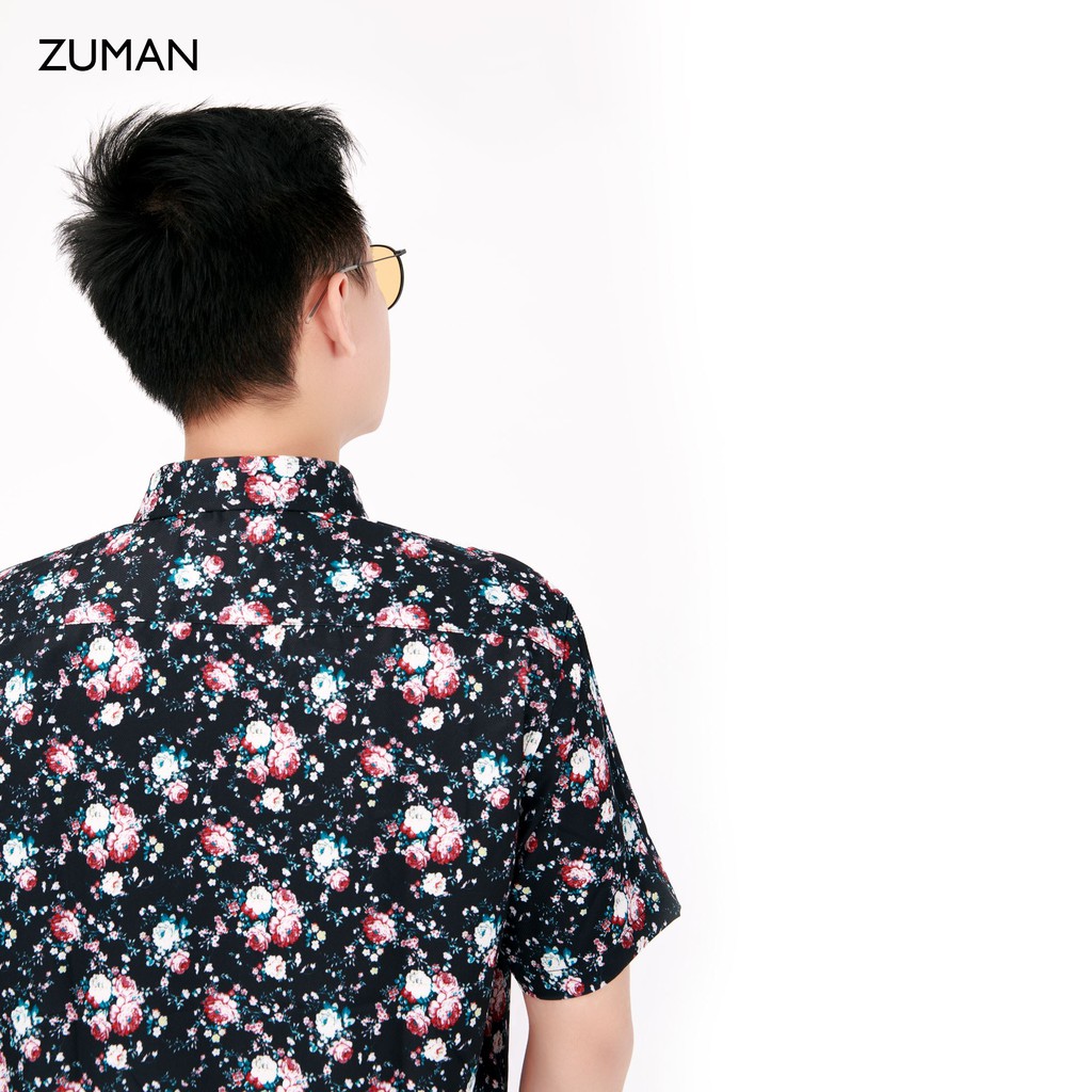 Áo sơ mi nam ngắn tay vải lụa thiết kế hoạ tiết hoa nhí - ZUMAN - ASM95 | BigBuy360 - bigbuy360.vn