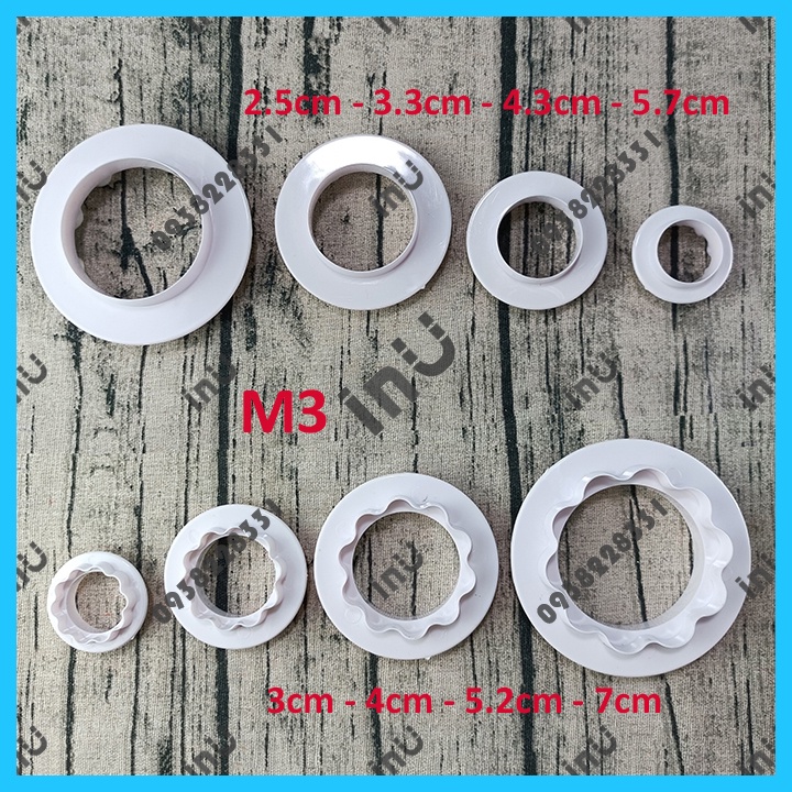 HCM - Bộ khuôn cutter hình khối Tròn Vuông Chữ nhật Tim…cắt fondant trang trí bánh BCT