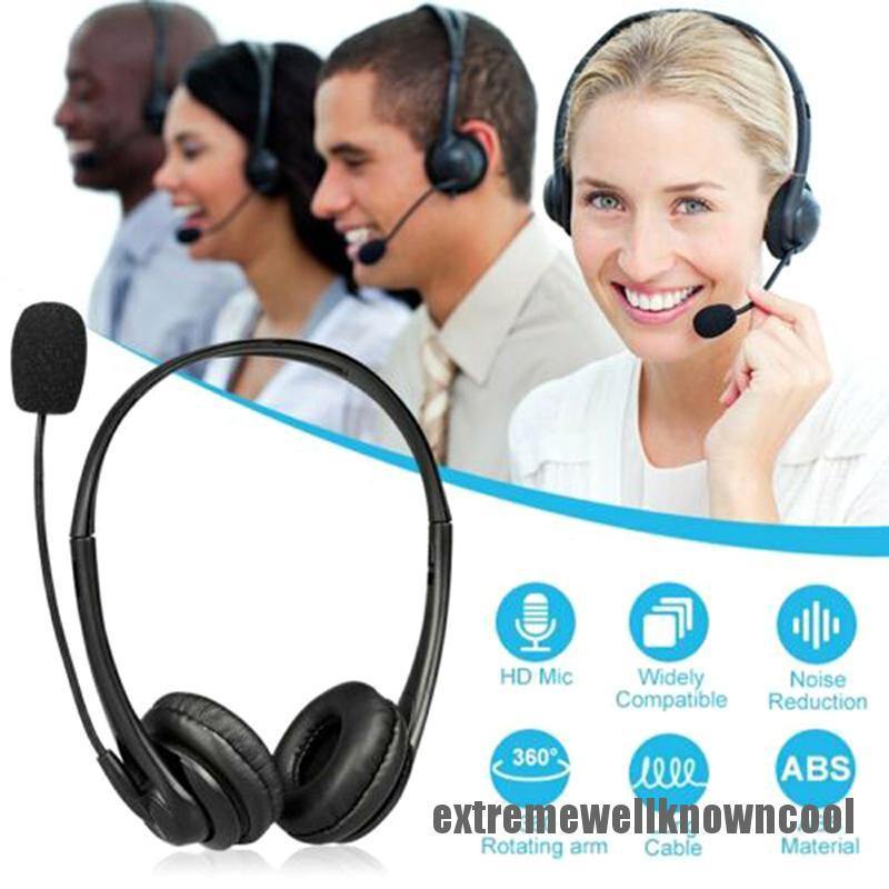 ECVN USB Headset with Microphone MIC Computer Headphones for Call PC Laptop USB2.0