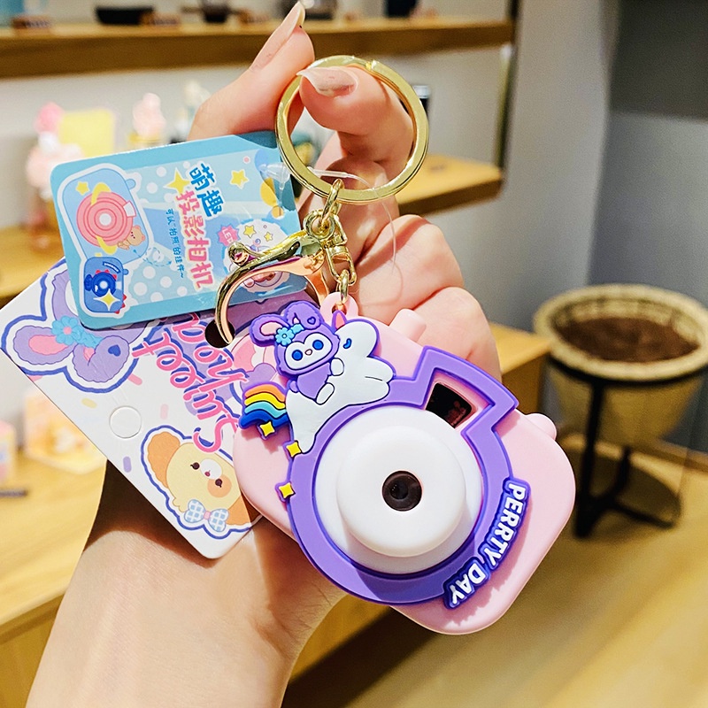 Móc Khóa Hình Máy Ảnh Màu Cầu Vồng Dễ Thương