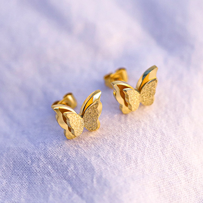 Bông tai nữ TITAN NGUYÊN CHẤT khuyên tai nữ KHÔNG GỈ hình bươm bướm xinh xắn trang sức thời trang thanh lịch
