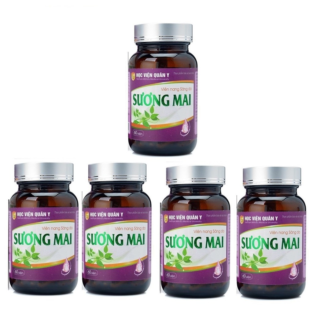 Hàng Chính Hãng- Bộ 5 Hộp Viên Uống Trắng Mịn, Trị Xạm Nám Da Sương Mai Học Viện Quân Y Việt Nam ( 60 Viên/ Hộp)