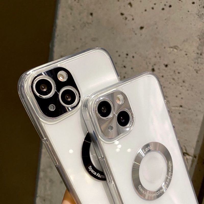 Ốp Điện Thoại Acrylic Trong Suốt Viền Kim Loại Sang Trọng Chống Rơi Cho IP 7 8 PLUS X XS MAX 11 12 13 PRO MAX